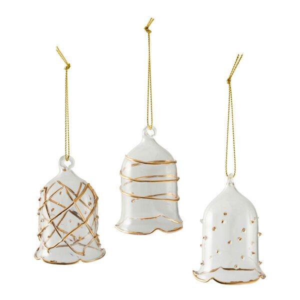 Villeroy & Boch Winter Collage juletrepynt glassklokke 3 stk gull