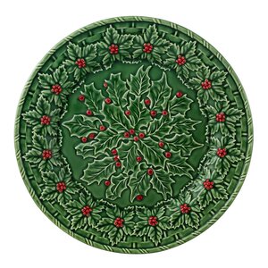 Bordallo Pinheiro Holly serveringsfat 34 cm misteltein grønn