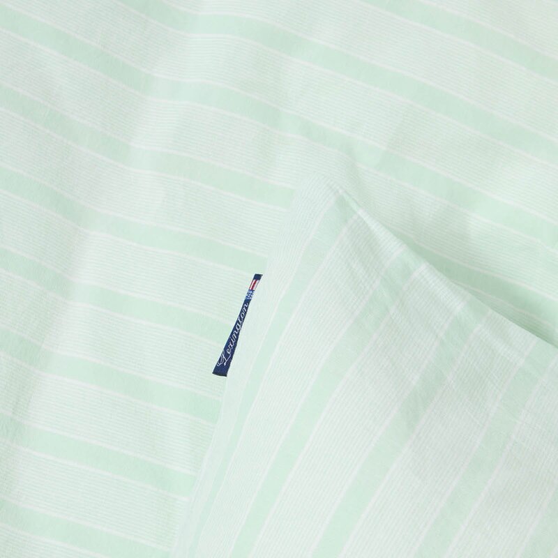 Lexington Sengesett percale 140x220 cm hvit/grønn stripete