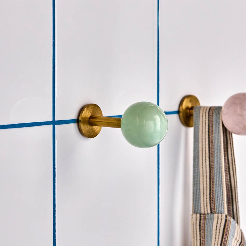 House Doctor Ball knagg 8x4 cm 4 stk messing/aqua