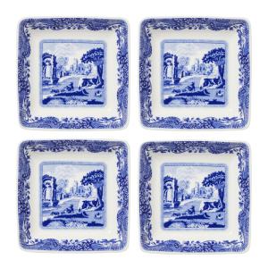 Spode Blue Italian tallerken firkantet 7,5 cm 4 stk blå/hvit