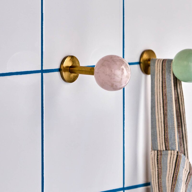 House Doctor Ball knagg 5x2 cm 2 stk messing/rosa