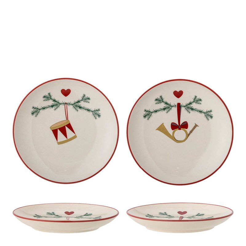Bloomingville Yule tallerken 16 cm 2 stk julemotiv