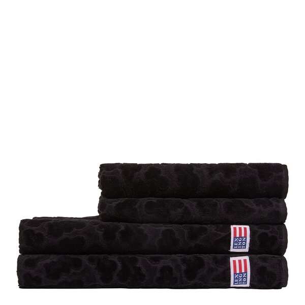 Lexington Velour Jacquard bladmønstret håndkle 100x150 cm svart
