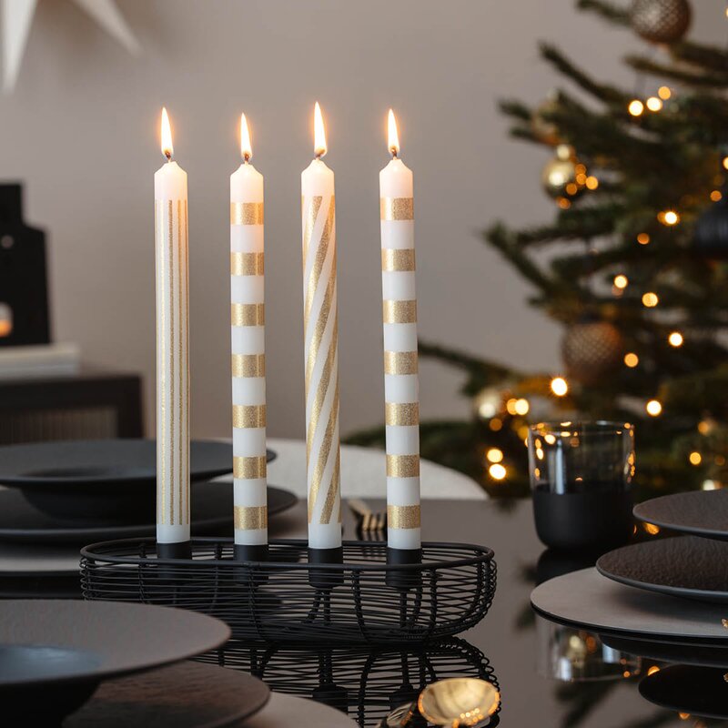Villeroy & Boch Christmas Chic kronelys 25 cm 4 stk hvit/gull