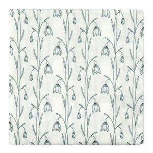 House Doctor Snowdrop serviett 16,5x16,5 cm 40 stk hvit/grønn