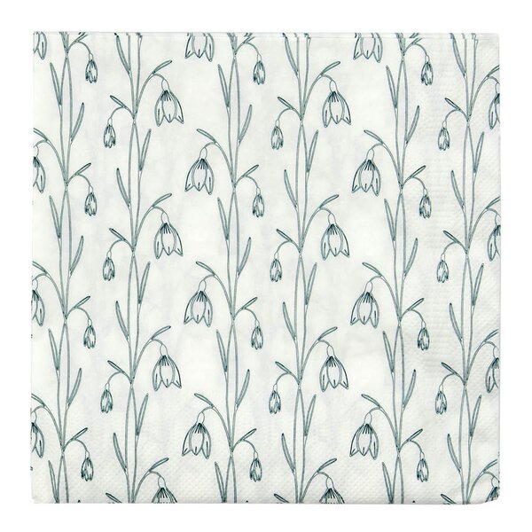 House Doctor Snowdrop serviett 16,5x16,5 cm 40 stk hvit/grønn