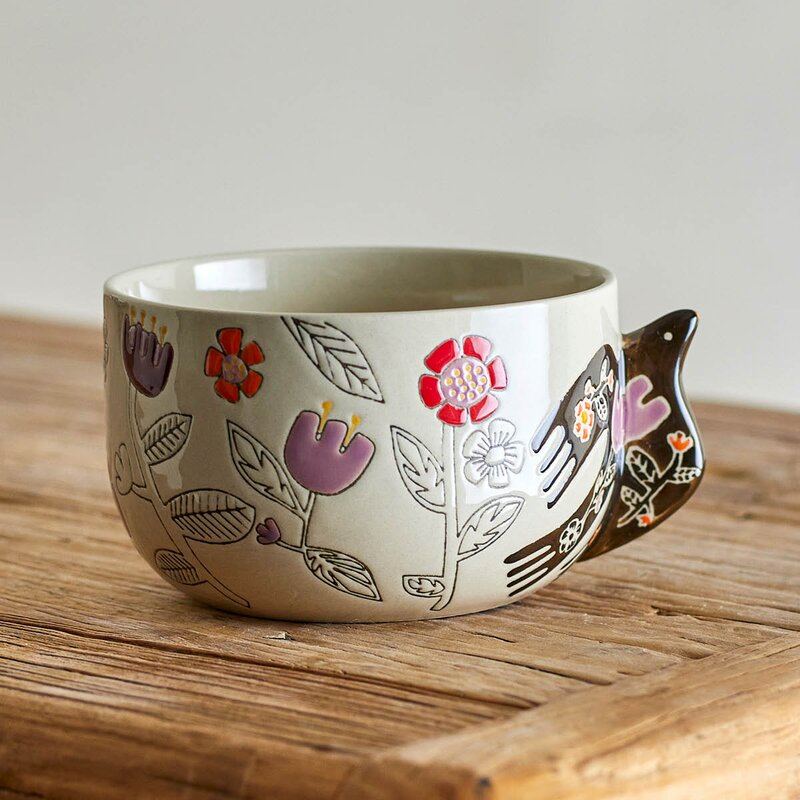 Bloomingville Vivielle skål 13 cm 4 stk fuglemotiv