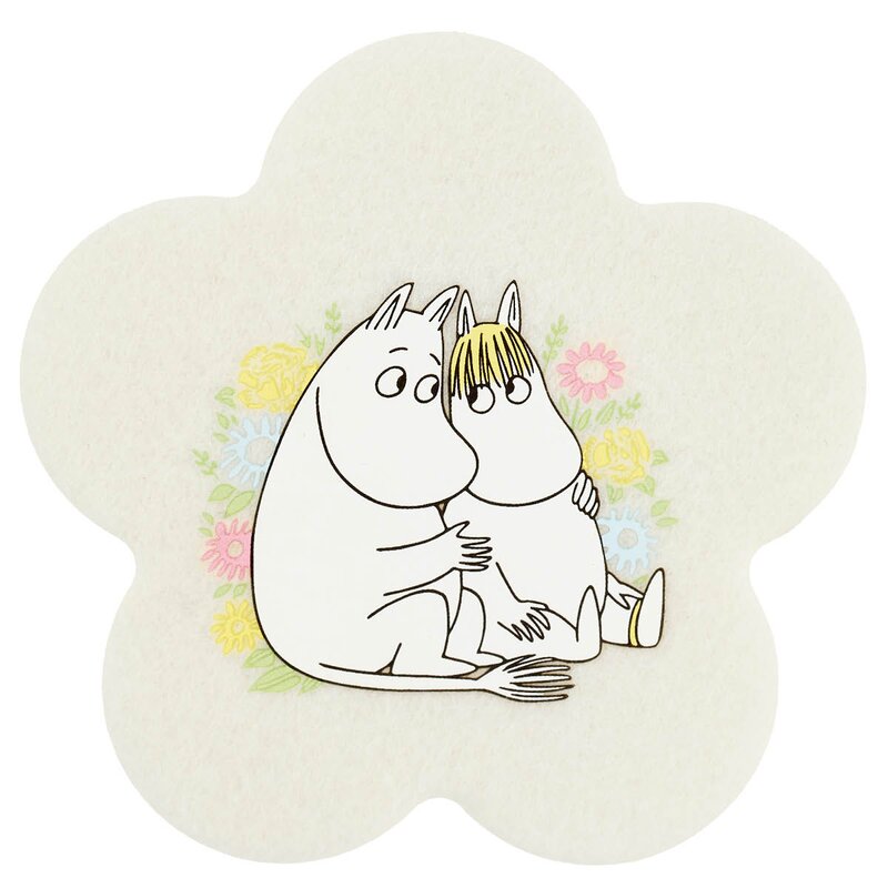 Muurla Mummi glassunderlag Blomster 4 stk gul