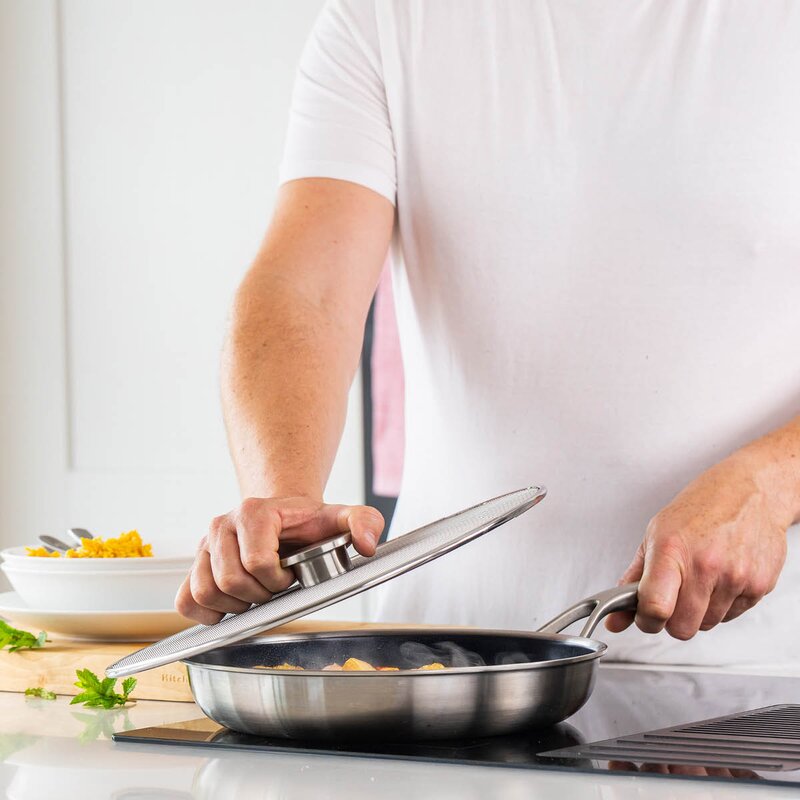 KitchenAid sprutbeskytter til stekepanne 33 cm rustfritt stål
