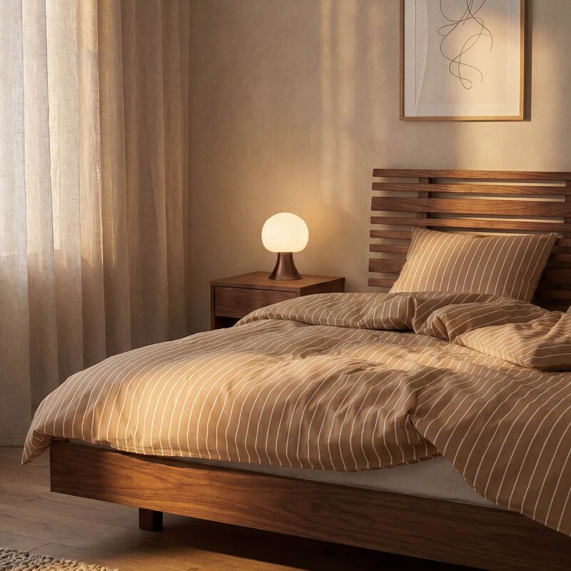Juna Soft sengesett 140x200 cm karamell/offwhite