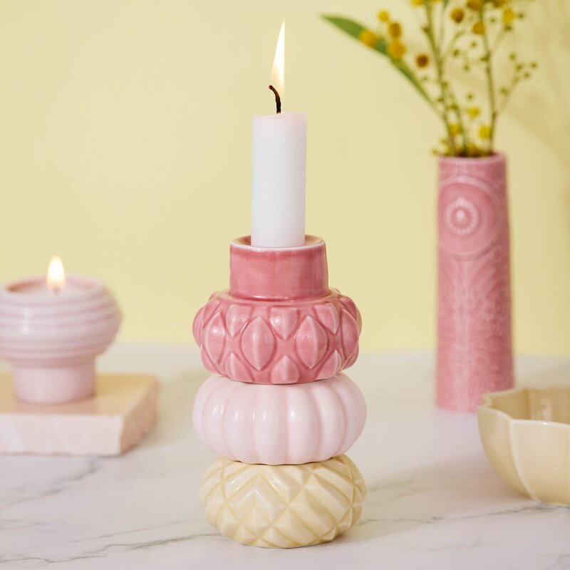 Dottir Samsurium lysestake 12,4 cm 3 stk Mimosa/Blush/Powder