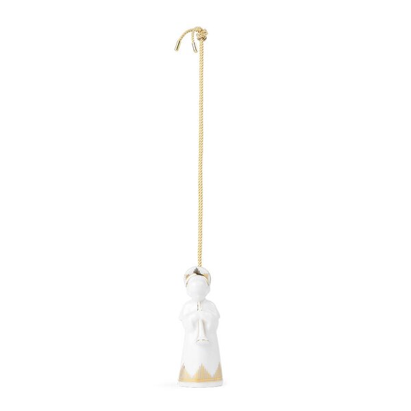 Royal Copenhagen Juleengel med trompet 9,5 cm hvit/gull