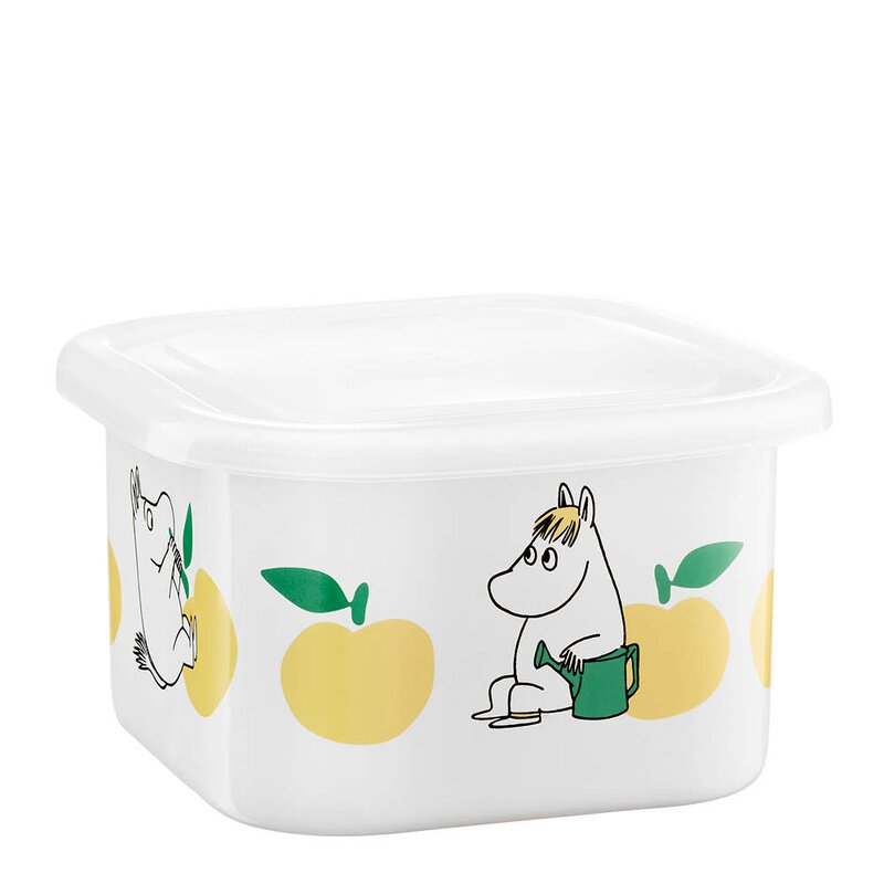 Muurla Mummi emaljeboks med lokk 1L gule epler