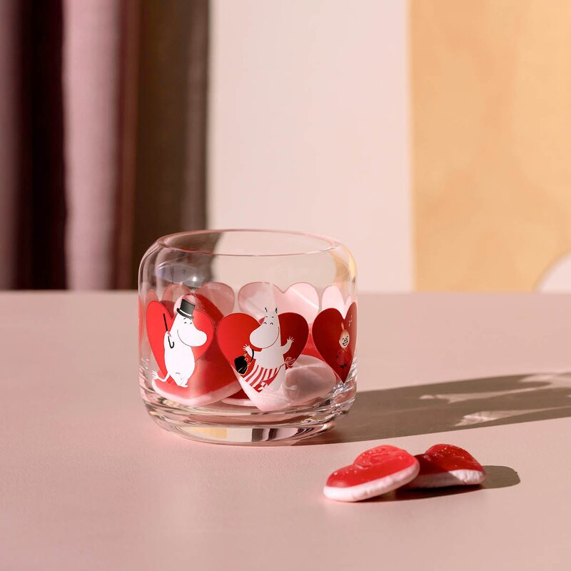 Muurla Mummi telysholder 8 cm hjerter rød