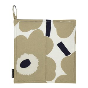 Marimekko Pieni Unikko gryteklut 21,5x21,5 cm hvit/beige/mørkblå