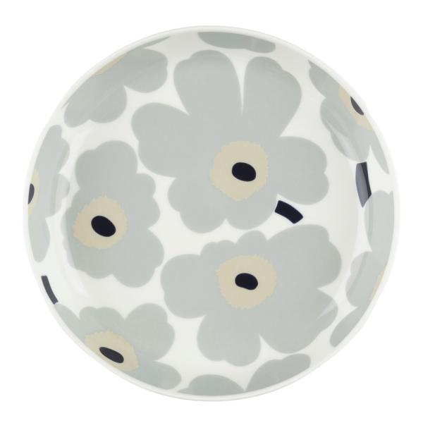 Marimekko – Unikko tallerken 20,5 cm hvit/grå/sand/mørkblå