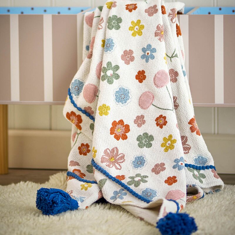 Bloomingville MINI Pledd Cherry 160x130 cm rosa