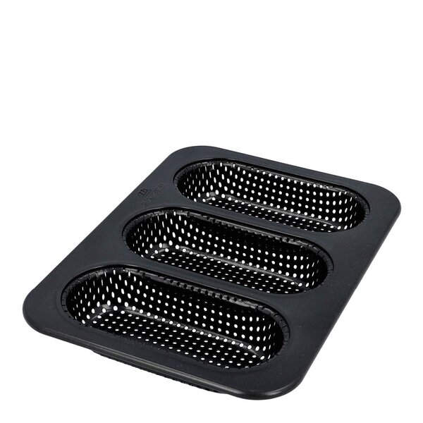 Birkmann Bread Buddies minibaguettform for 3 stk perforert 26x18 cm svart