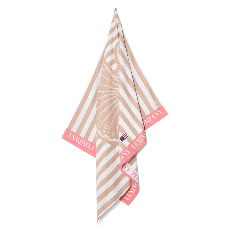 Lexington Strandhåndkle 180x100 cm velur/frotté beige/hvit/rosa