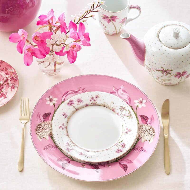 Pip Studio Jolie Dots tallerken 21 cm gull/rosa