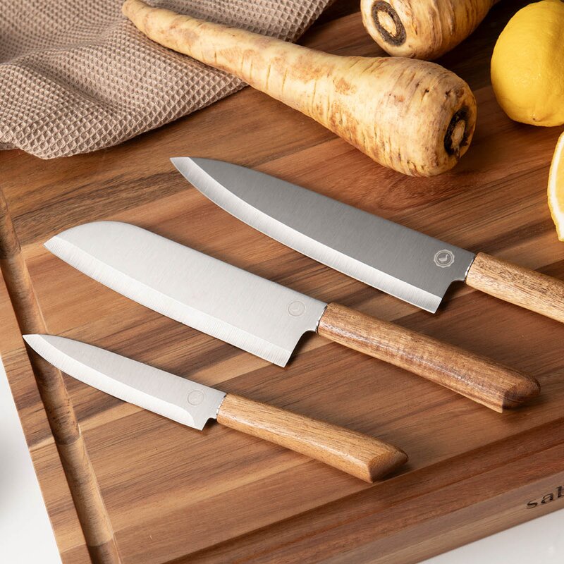 Anders Petter Concept knivsett 3 deler trehåndtak stål/brun