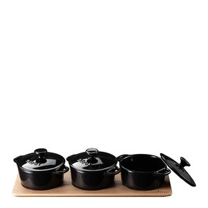 Sabor Minigryte serveringssett 3 stk 0,3L eik/svart