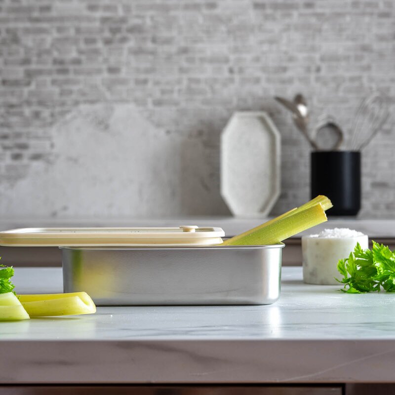 Modern House Smart Seal oppbevaringsboks 1,2L stål/beige