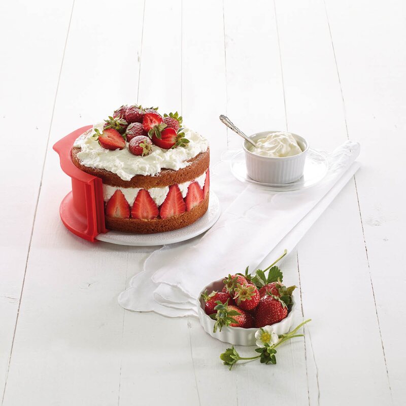 Lékué Springform i silikon med fat 15 cm 1 L rød/hvit