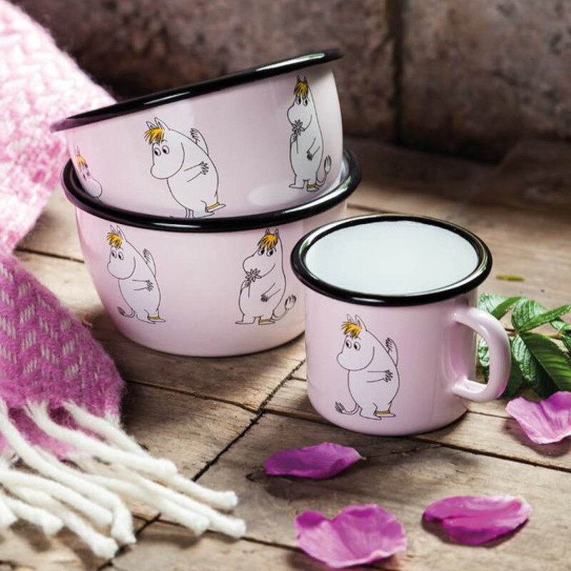 Muurla Mummi emaljeskål 60 cl Snorkfrøken rosa