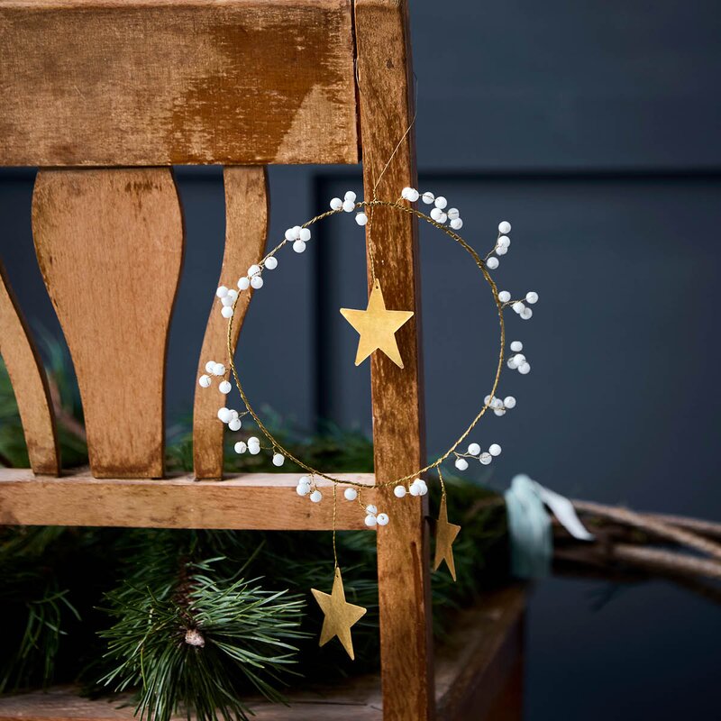 House Doctor Star Ring julepynt 15 cm hvit messing