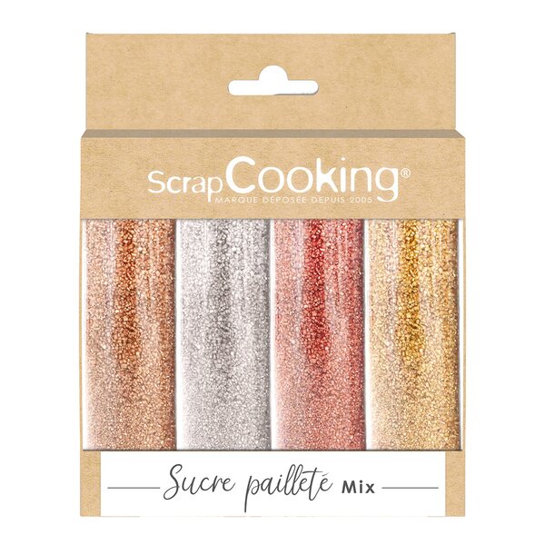 ScrapCooking Glitterpulver 4 stk 76 g bronse/sølv/glitter/rosegull