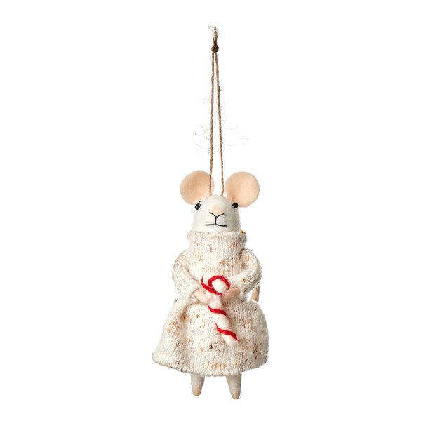Holmen Walter juleornament mus 12 cm offwhite