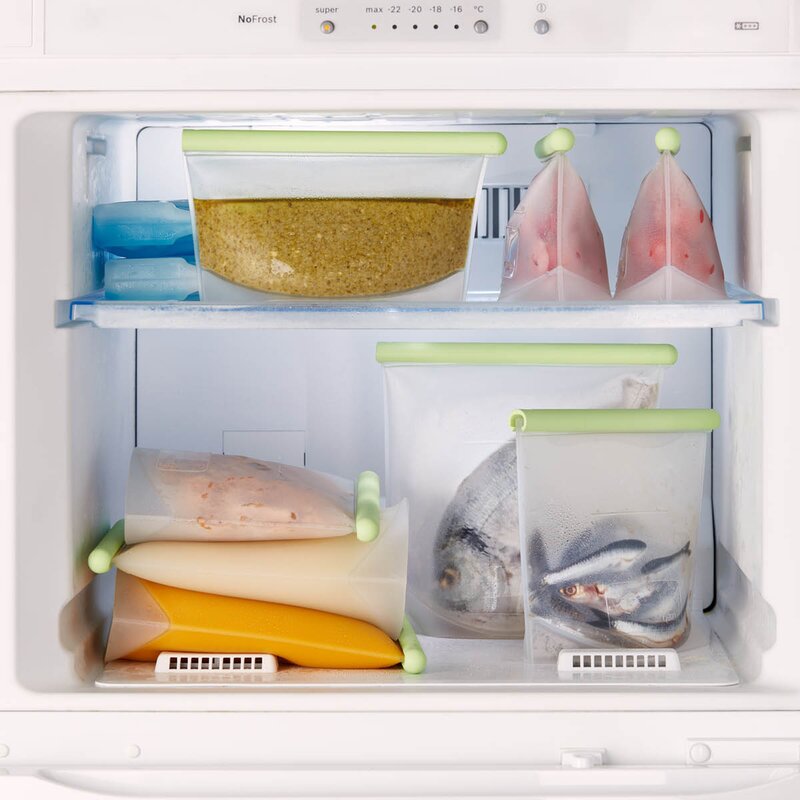 Lékué Gjenbrukbart silikonposesett 3 deler 0,5/1/1,5 L grønn