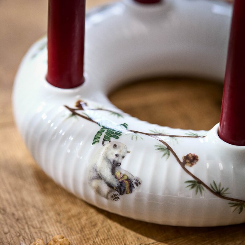Kähler Hammershøi Christmas adventsstake 21,5 cm hvit m/dekor