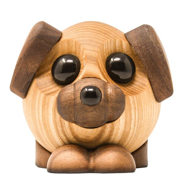 FableWood Buddy hund trefigur 8 cm ask/valnøtt