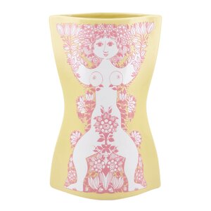 Bjørn Wiinblad Nina vase 22 cm gul/pink