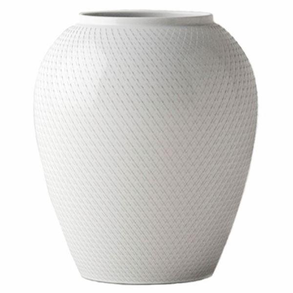 Lyngby Porcelæn Rhombe vase 25 cm hvit porselen