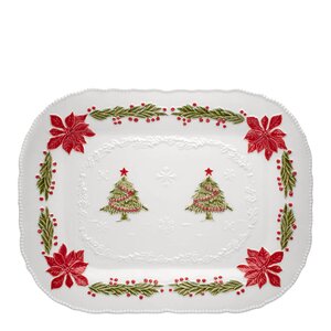 Bordallo Pinheiro Christmas serveringsfat 47x36 cm hvit