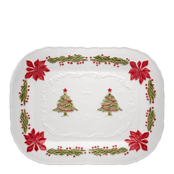 Bordallo Pinheiro Christmas serveringsfat 47x36 cm hvit