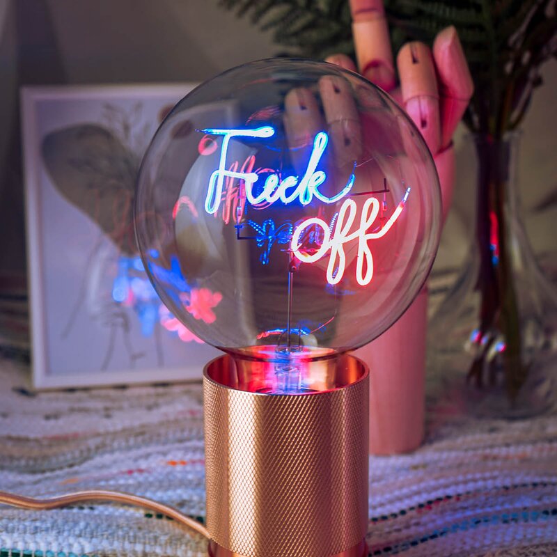 Elements Lighting MITB lyspære LED 17 cm Fuck Off blå/rød