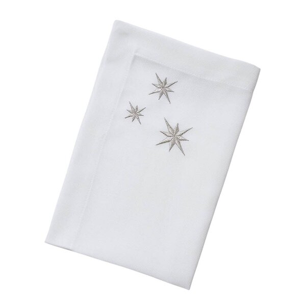 Langkilde & Søn Tøyserviett 50x50 cm hvit med broderte sølvstjerner