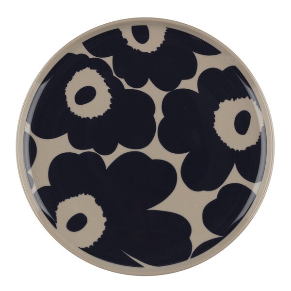 Marimekko Unikko asjett 20 cm beige/mørk blå