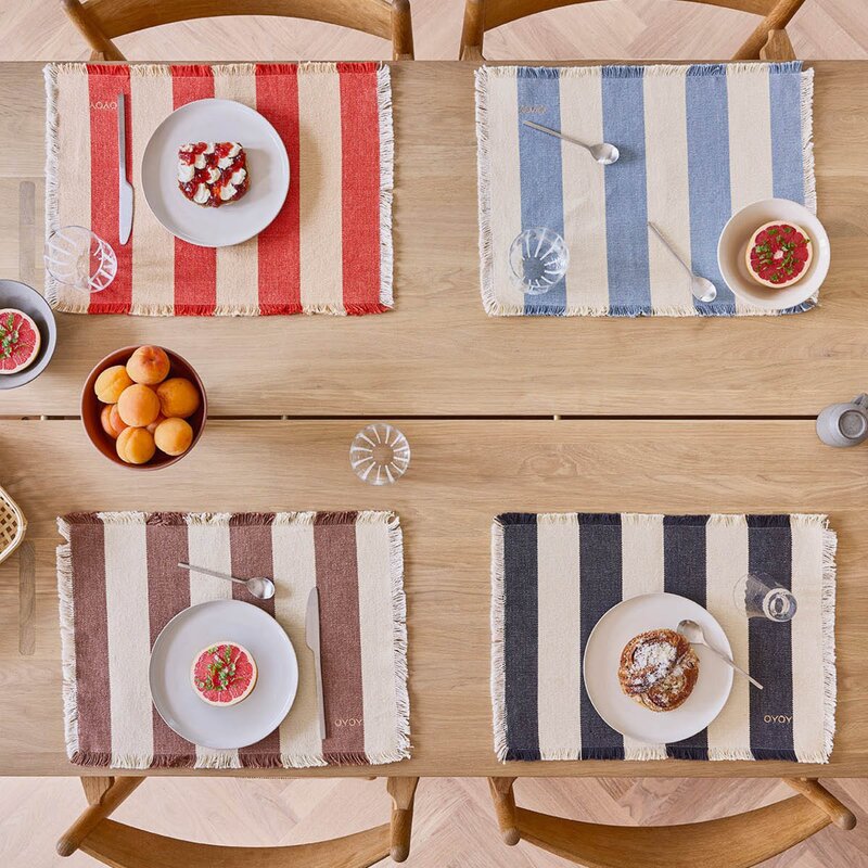 OYOY Toppu bordbrikke 48x36 cm 2 stk blue/offwhite