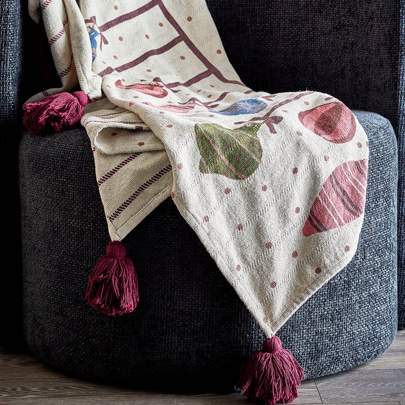 Bloomingville Ornamentia pledd 160x130 cm multi