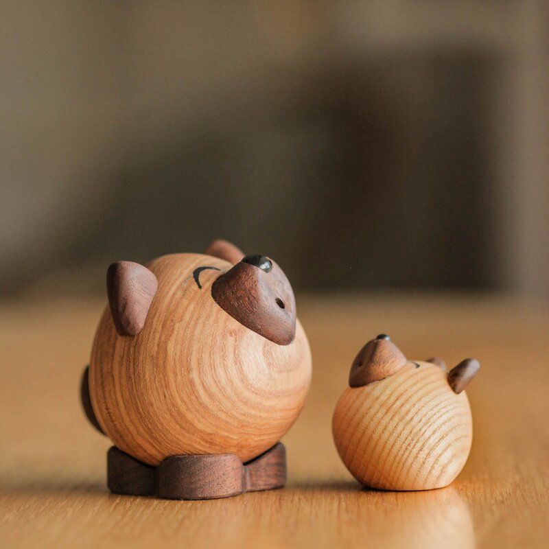 FableWood Luna ulveunge trefigur 5 cm ask/valnøtt