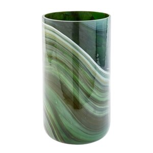 Pols Potten Marbled vase i marmorert glass L 40,5 cm mørkegrønn