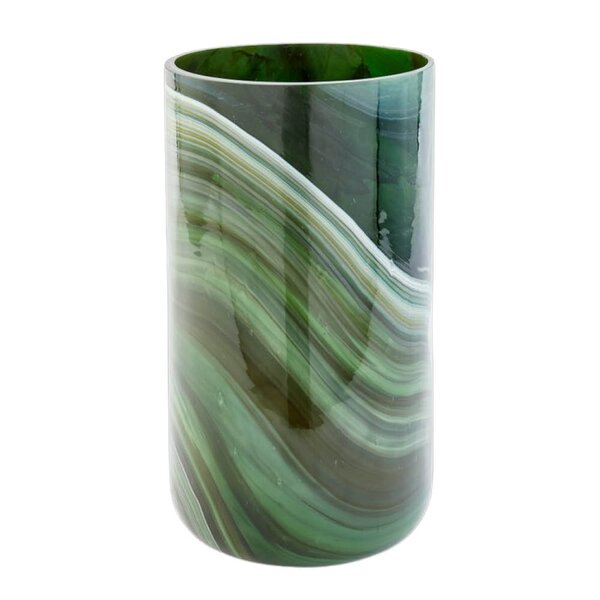 Pols Potten Marbled vase i marmorert glass L 40,5 cm mørkegrønn