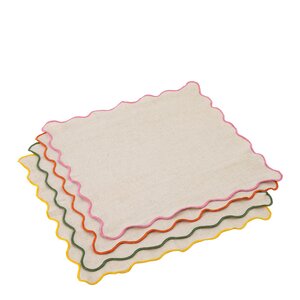 Jamie Oliver Big Love servietter i bomull/lin 45 cm 4 stk rosa/hvit/grønn/gul