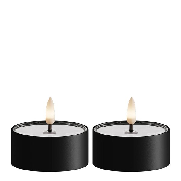 DeluxeHomeart LED metallic telys for inne-og utendørs 6,7x3,1 cm 2 stk matt svart